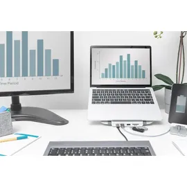 Digitus Variabler Notebook-Ständer mit integrierter USB-CTM Docking Station, 8-Port