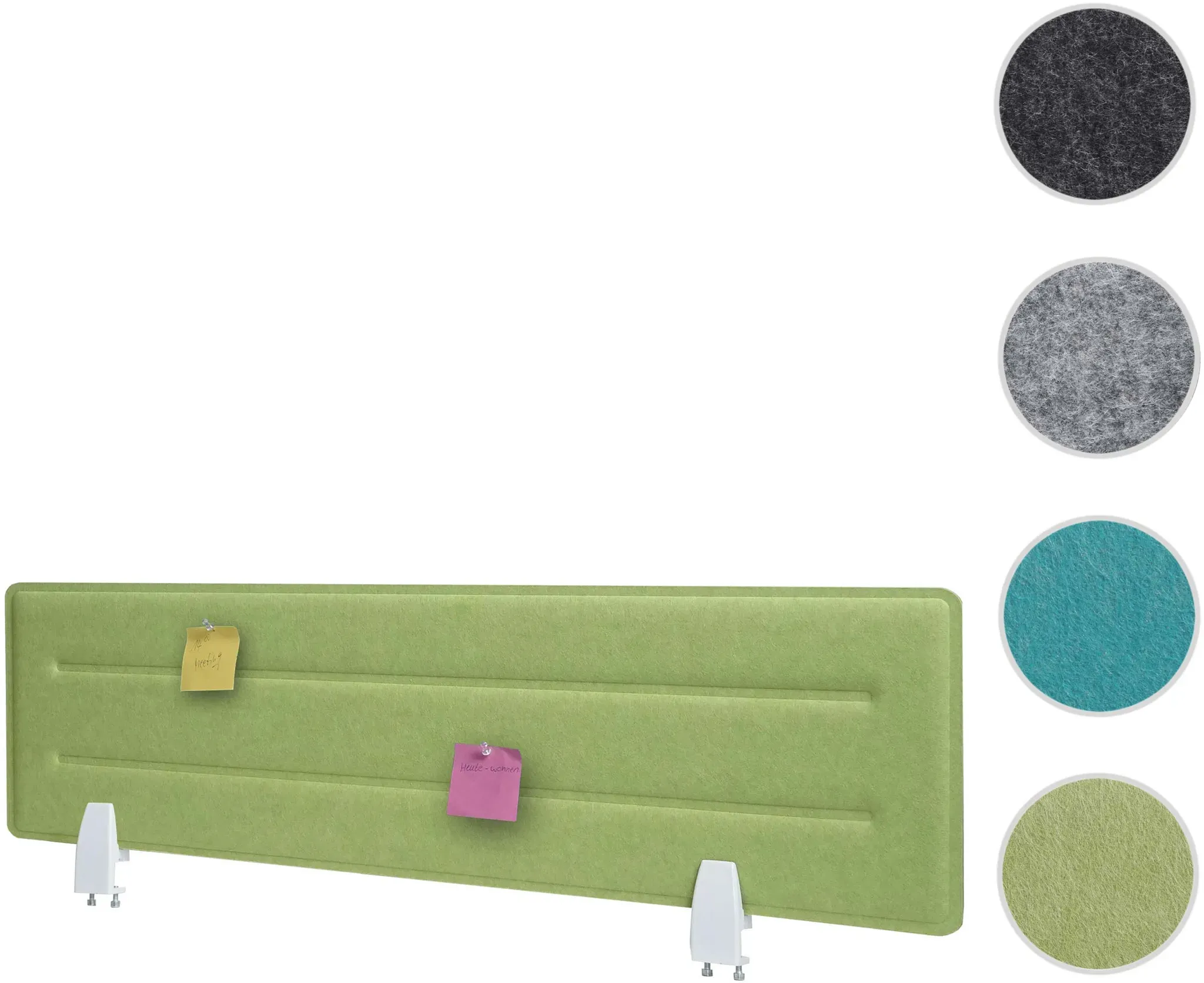 Tischtrennwand HWC-G76, Büro-Sichtschutz Schreibtisch Pinnwand, Schallschutz Stoff/Textil mit Prägung ~ 100x30cm grün