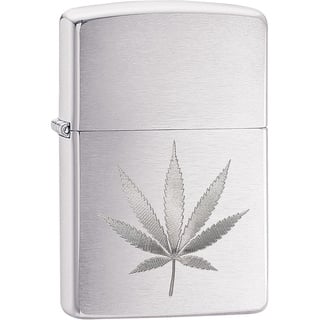 Zippo Leaf Design Engraved Chrome Brushed Sturmfeuerzeug