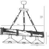Opviq Kronleuchter 100% HORNBEAM, 70 x 20 cm N1121 schwarz
