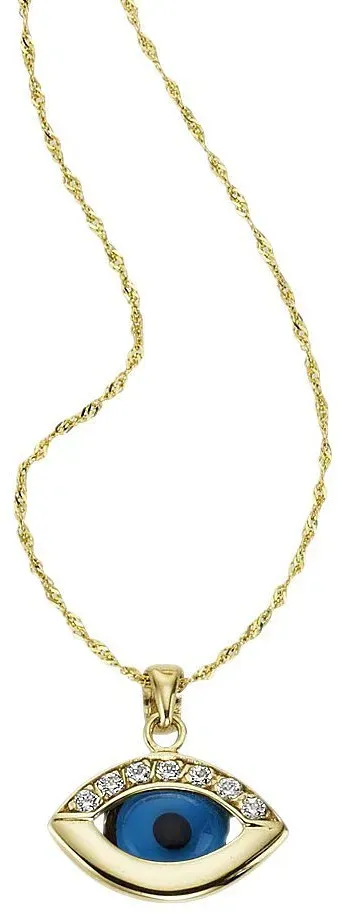 Firetti Kette mit Anhänger »Schmuck Geschenk Gold 333 Halsschmuck Halskette "magisches Auge"«, mit Kristallstein, Zirkonia (synth.) Firetti gelbgoldfarben-blau-schwarz