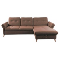 Livetastic Ecksofa, Dunkelbraun, Textil, Buche, massiv, 5-Sitzer, Ottomane rechts, L-Form, 268x176 cm, Made in EU, Schlafen auf Sitzhöhe, Rücken echt, Wohnzimmer, Sofas & Couches, Wohnlandschaften, Ecksofas