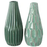 Boltze Vase Lenja 2er Set grün, H24/Ø10 cm, grün