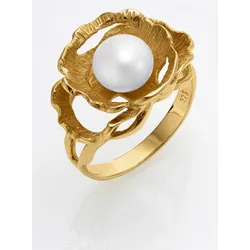 Fingerring LADY Gr. 18, gold (gelbgold 375), Fingerringe, Damen, 18, Gold-Metall-Perlen, Gold, Metall, Perlen
