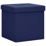 vidaXL Hocker mit Stauraum Blau Leinenoptik