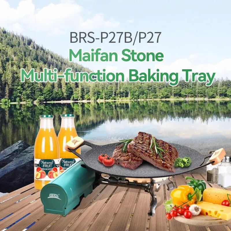 BRS P27 Multifunktionale Campinggrillpfanne für draußen mit Anti-Rutschring, 34 cm (13,39 Zoll) Durchmesser
