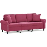 vidaXL 3-Sitzer-Sofa mit Zierkissen Weinrot 180 cm Samt