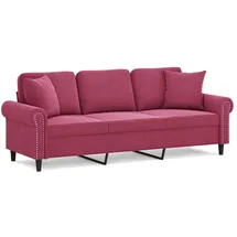 vidaXL 3-Sitzer-Sofa mit Zierkissen Weinrot 180 cm Samt