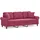 vidaXL 3-Sitzer-Sofa mit Zierkissen Weinrot 180 cm Samt