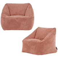 I.C.O.N. icon Sitzsack Kinder, Rosa, 2er Pack, Flauschiger Cord Stoff, Sitzsack Cord mit Füllung, Bequemer Kinder Sessel, Kuschelsessel, Lese Sessel, Schlafzimmer, Kinderzimmer, Spielzimmer