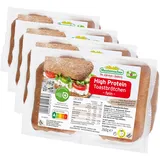 Mestemacher High Protein Toastbrötchen, ballaststoffreich, vegan, Eiweiß Lieferant zum Toasten, für Diabetiker geeignet, vorgeschnitten, 8 Scheiben/4 Stück, 260 g (Packung mit 4)