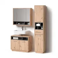 Livinity® Badmöbel-Set, Eiche Artisan, Anthrazit, Holzwerkstoff, 19 Fächer, 1