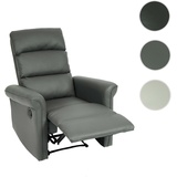 Mendler Fernsehsessel HWC-J96, Relaxsessel Sessel Liegesessel, Liegefunktion verstellbar Kunstleder ~ grau