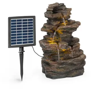 Blumfeldt Messina Kaskadenbrunnen Solarbrunnen Gartenbrunnen Zierbrunnen,Solarbetrieb,4 Kaskadenstufen,Indoor & Outdoor,Solarpanel: 9 V / 2,8 W / 17,5 x 14 cm,frostbeständig