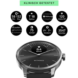 Withings ScanWatch Light 37 mm schwarz, Sport Fluorelastomer-Armband schwarz