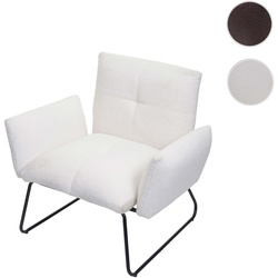 Lounge-Sessel HWC-K34, Cocktailsessel Sessel, Boucl√© Stoff/Textil MVG-zertifiziert ~ wei√ü