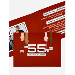 Geburtstagseinladung selbst gestalten mit Spruch und Fotos im Onlinedesigner bei Meine-Kartenmanufaktur.de