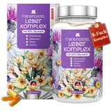 Leber kur Mariendistel 8 fach Hochdosiert 120 Kapseln mit Cholin Curcuma Aritschocke Löwenzahn Desmodium Folsäure B12 Leber Komplex 80% Silymarin Leber Testsieger Vegan in Deutschland produziert