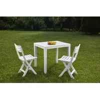 Dmora Outdoor-Lounge-Set Ortisei, Gartenset mit 1 rechteckigen Tisch und 2 Klappstühlen, Indoor- und Outdoor-Set, 100 - Italy, Weiß