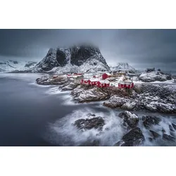 Fototapete PAPERMOON "Photo-Art ANDY CHAN, WINTER-LOFOTEN-INSELN", bunt, B:3,50m L:2,60m, Vlies, Tapeten