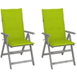 vidaXL Verstellbare Gartenstühle 2 Stk. mit Auflagen Massivholz Akazie