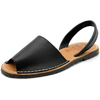 Avarca Damen Avarcas Sandalen aus Echtleder handgefertigt in Spanien gepolsterte Leder Decksohle & Fersenriemchen schwarz 35 - 35 EU
