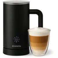 Brabantia Elektrischer Milchaufschäumer, Heiß- und Kaltschaum, 4 Einstellungen, 300 ml, Kontrollleuchte, Antihaftbeschichtung, Schwarz, BBEK1048 - Schwarz