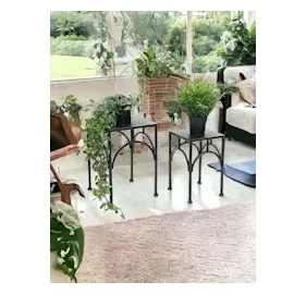 DanDiBo Ambiente Blumenhocker 2er Set 96449 40 x 40 cm Schwarz