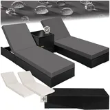 Tectake Sonnenliege 2er Set 200 x 65 x 30 cm Schwarz