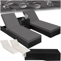 Tectake Sonnenliege 2er Set 200 x 65 x 30 cm Schwarz