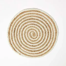 Homescapes Jute-Tischset, Spiral creme-natur, 4er-Set Platzsets rund geflochten, 40 cm,