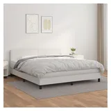 vidaXL Bett Boxspringbett mit Matratze Weiß 160x200 cm Kunstleder weiß 200 cm x 160 cm
