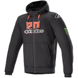 Alpinestars FQ20 Chrome Ignition Monster Hoodie, Textiljacke - Schwarz/Weiß/Hellrot - XL