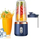 Tragbarer Smoothie-maker (400 Ml), Multifunktionaler Elektrischer Mixer Mit Deckel Und 6 Klingen, Wiederaufladbar, Mixt Smoothies, Proteinshakes Und Eiswürfel