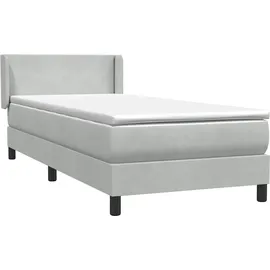vidaXL Boxspringbett mit Matratze Hellgrau 90x220 cm Samt