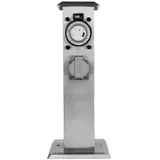 Grafner Edelstahl Steckdosensäule mit Timer 2 St. Silber