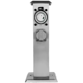 Grafner Edelstahl Steckdosensäule mit Timer 2 St. Silber