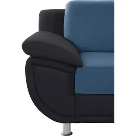 TRENDMANUFAKTUR 2-Sitzer "Rondo 3, mit extrabreiten Armlehnen für mehr Sitzkomfort", schwarz (schwarz, petrol), B:178cm H:85cm T:94cm, Kunstleder SOFTLUX / Struktur (77% Polyester; 23% Polyacryl);Luxus-Microfaser ALCAZAR (100% Polyester) / Feinstruktur (100% Polyester),