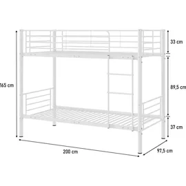habitat garten Etagenbett Adam 90 x 190 cm Metall weiß