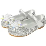 FStory&Winyee Mädchen Prinzessin Schuhe Kinder ELSA Sandalen Partei Ballerinas Glitzer Kristall Schuhe Flach Mädchen Prinzessin Kostüm Karneval Verkleidung Party Hochzeit Aufführung Fasching 24-36 - 32 EU