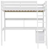 Weber Industries Hochbett Studio 90 x 190 cm Kiefer massiv weiß