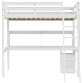 Weber Industries Hochbett Studio 90 x 190 cm Kiefer massiv weiß