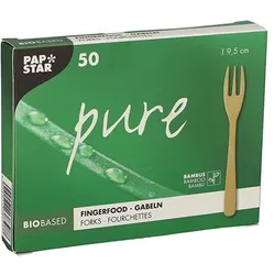 PAPSTAR 50 Fingerfood - Gabeln, Bambus "pure" 9,5 cm