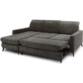 Hygger Ecksofa Nice mit Bettfunktion, Sofa L-Form Eckcouch 237x178 cm mit Bettkasten, Nierenkissen 3 St, Recamiere links Dunkelgrau - Dunkelgrau