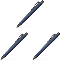 Faber-Castell 241189 - Kugelschreiber Poly Ball, urban navy blue, 1 Stück, mit auswechselbarer Mine, dokumentenecht (Packung mit 3)