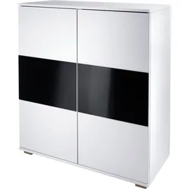 Priess Hochkommode 123 x 103 x 38 cm Schwarz/Weiß