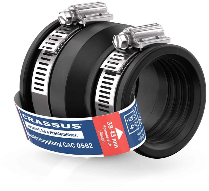 Crassus Adapterkupplung CAC 0562, bis 0,6 bar (48-56mm auf 38-43mm), EPDM / V2A