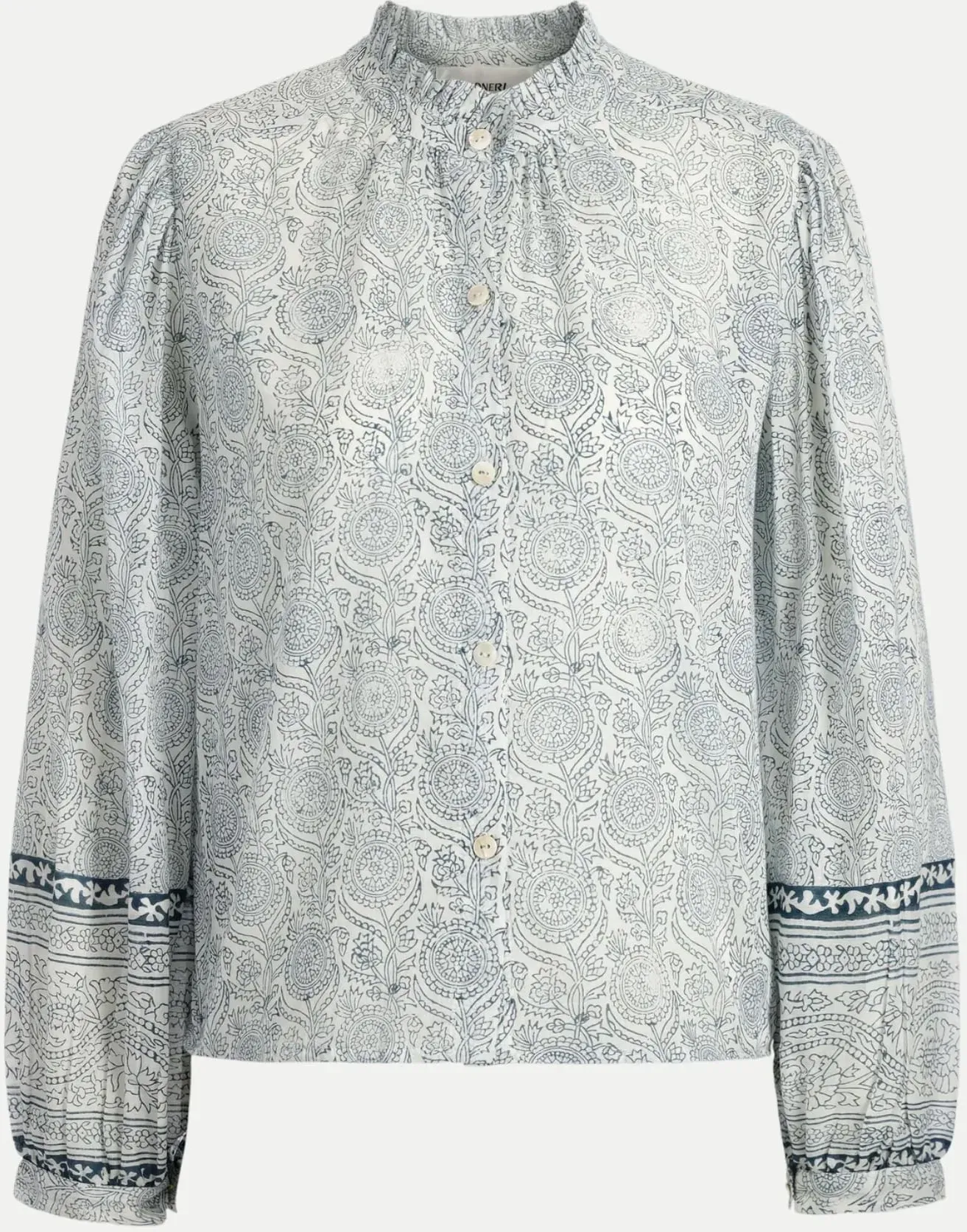 Handbedruckte Bluse Arles Mehrfarbig S