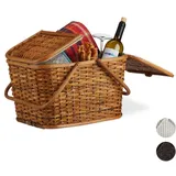 Relaxdays Picknickkorb mit Deckel Hellbraun