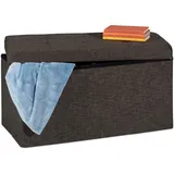 Relaxdays Sitzbank, mit Stauraum, faltbar, gepolstert, mit Trennwand, 84 l, Flur, Schlafzimmer, Truhenbank, braun-grau